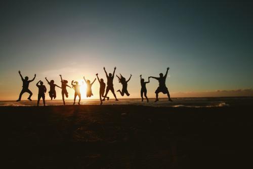 Silhouette, jumping people