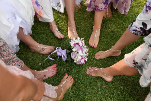 Wedding, Bouquet, feet